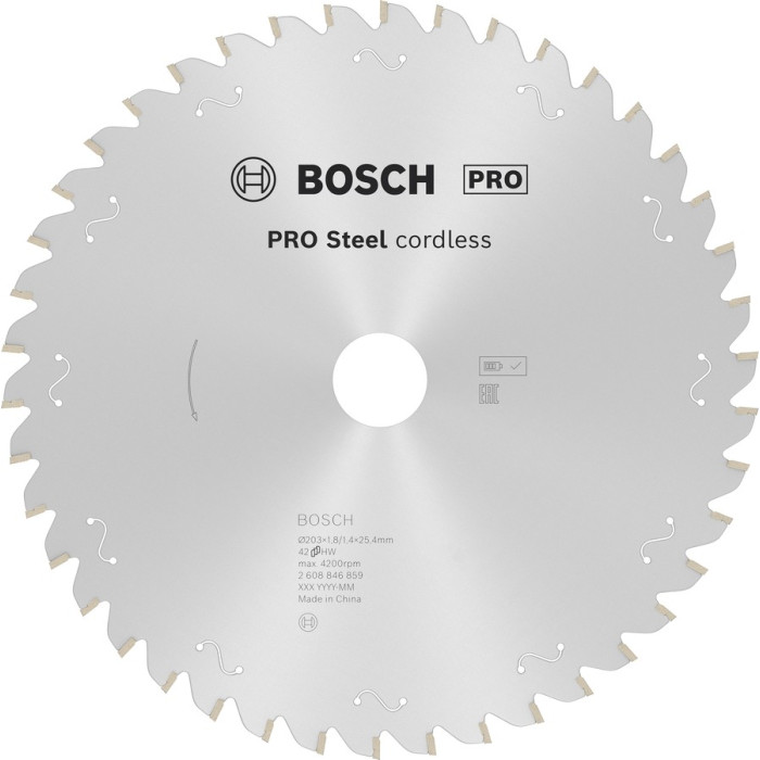 Диск пильный по стали BOSCH PRO Steel cordless 203х25.4х42 2608846859