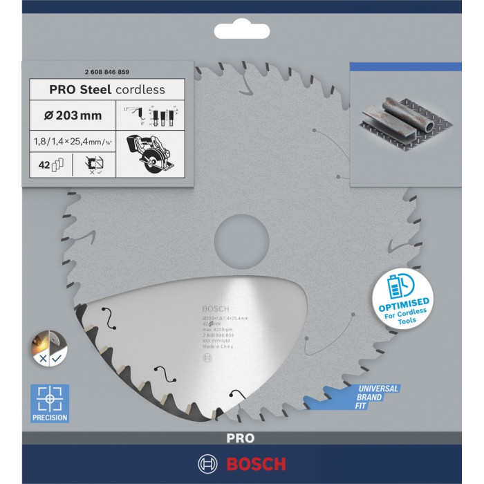 Диск пильный по стали BOSCH PRO Steel cordless 203х25.4х42 2608846859 - изображение 2