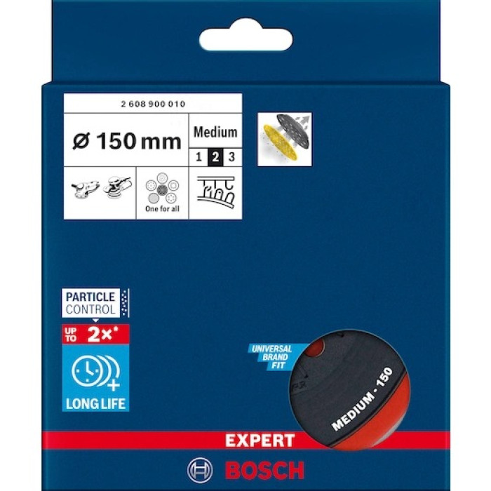 Подошва шлифовальная для краски и шпатлевки BOSCH EXPERT Multihole Medium 150 мм 2608900010 - изображение 2