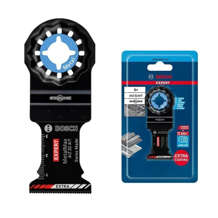 Погружные полотна-насадки для реноватора по металлу 5 шт BOSCH Carbide EXPERT AIZ 32 AIT MetalMax 32х40х91 мм Starlock 2608900015