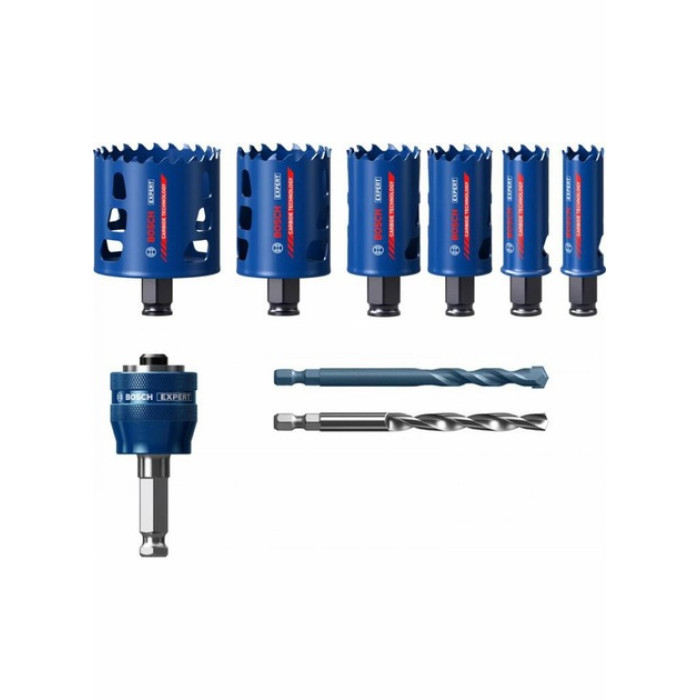Набір біметалевих коронок універсальних 9 шт BOSCH EXPERT Multi Material PC Plus 22-68 мм 2608900446 - зображення 2