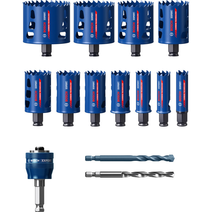Набір біметалевих коронок універсальних 14 шт BOSCH EXPERT Multi Material PC Plus 20-76 мм 2608900448 - зображення 2