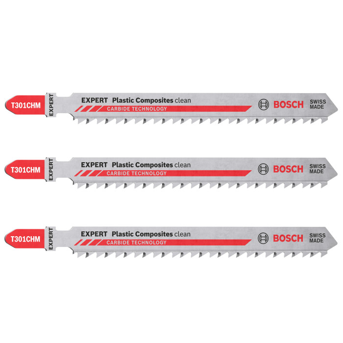 Полотна по пластику для лобзика 3 шт BOSCH EXPERT Plastic Composites Clean 117х3.3 мм T 301 CHM 2608631966