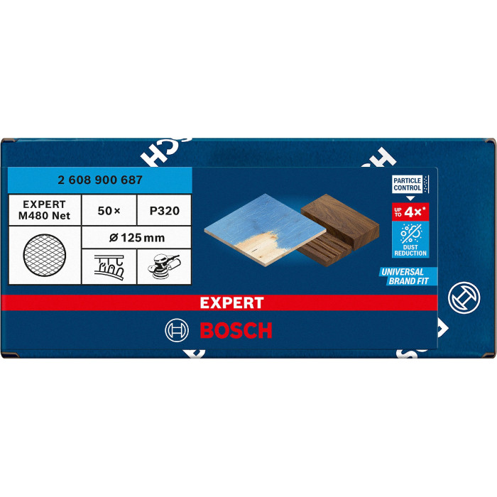 Шлифовальная сетка 50 шт BOSCH EXPERT M480 125 мм P320 2608900687 - изображение 2