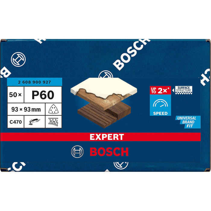 Шліфувальний папір 50 шт BOSCH EXPERT C470 93х93 мм P60 2608900927 - зображення 2