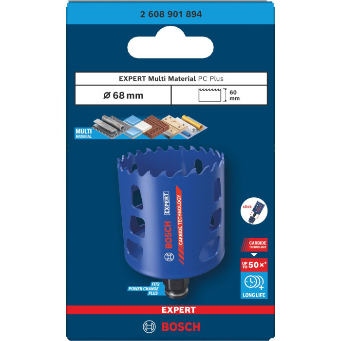 Коронка універсальна BOSCH EXPERT Multi Material PC Plus 68 мм 2608901894 - зображення 2