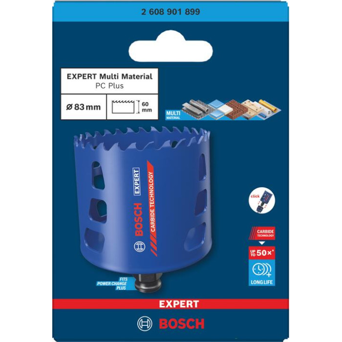 Коронка універсальна BOSCH EXPERT Multi Material PC Plus 83 мм 2608901899 - зображення 2