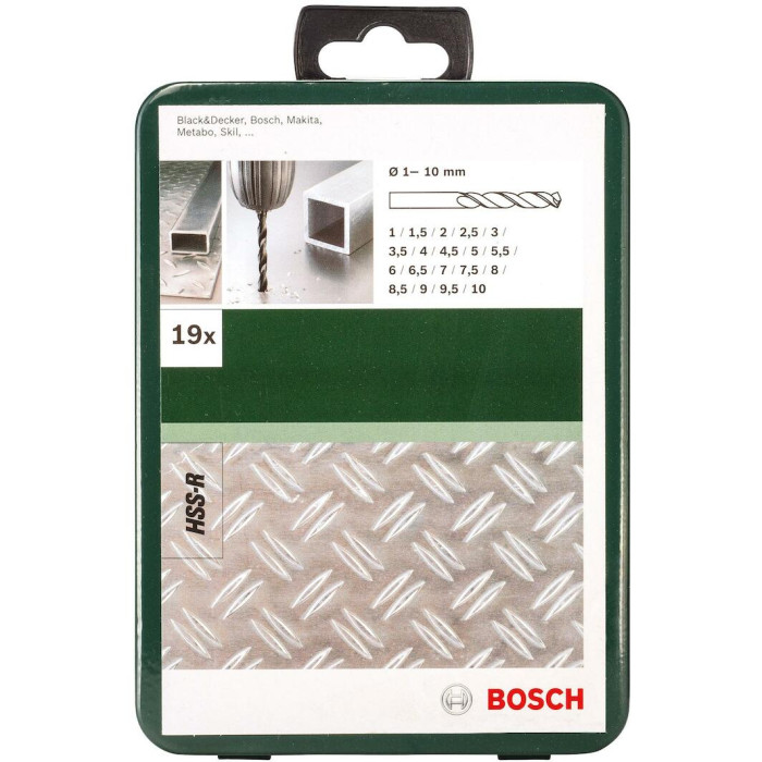 Набор свёрл по металлу 19 шт BOSCH HSS-R DIN338 1-10 мм 2609255032 - изображение 2