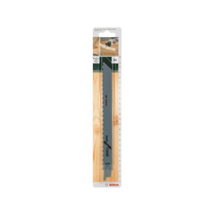 Полотна для дерева для сабельной пилы 2 шт BOSCH Basic for Wood 228 мм 3 TPI S 1111 K 2609256700 - изображение 2