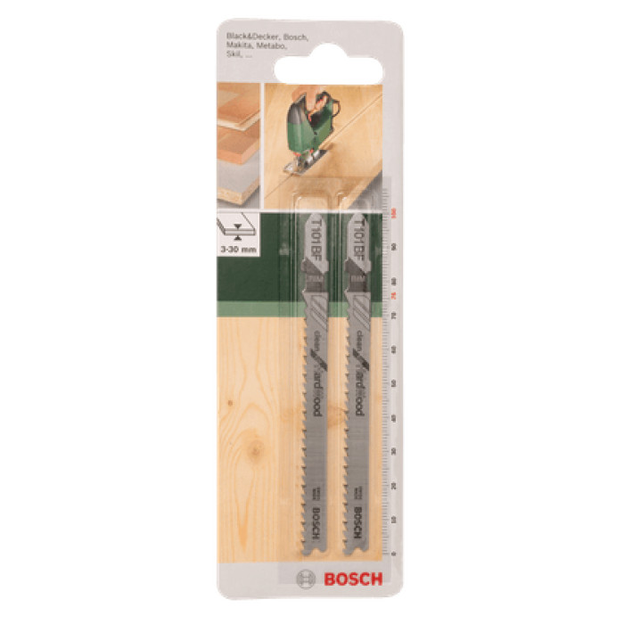 Полотна по дереву для лобзика 2 шт BOSCH BIM Clean for HardWood 100х76х2.7 мм T 101 BF 2609256728 - изображение 2