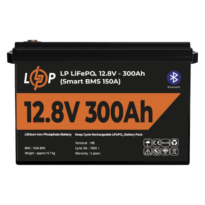 Аккумулятор LogicPower LP LiFePO4 12,8V - 300 Ah (3840Wh) (Smart BMS 200А) с BT пластик 30383 - изображение 2