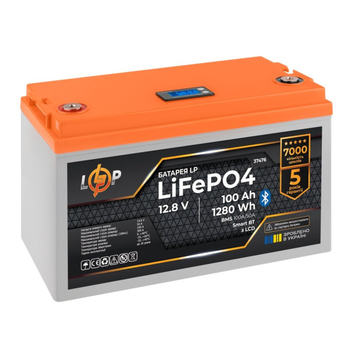 Аккумулятор LogicPower LP LiFePO4 12,8V - 100 Ah (1280Wh) (BMS 100A/50А) LCD Smart BT 37476 - изображение 3