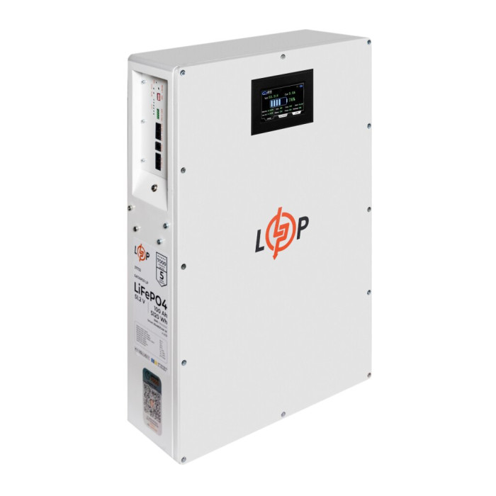 Аккумулятор LogicPower LP LiFePO4 51,2V - 100 Ah (5120Wh) (BMS 100A/50А) металл LCD Smart RS485/CAN JK настенный 37733 - изображение 3
