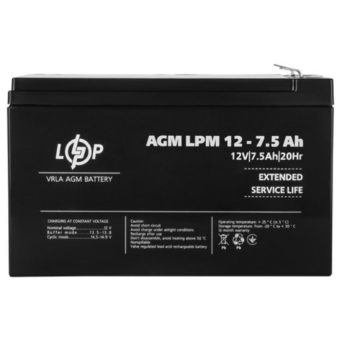 Аккумулятор LogicPower LPM AGM 12 В 7.5 Ач 3864 - изображение 3