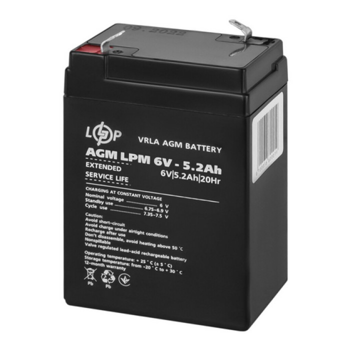 Аккумулятор LogicPower LPM AGM 6 В 5.2 Ач 4158 - изображение 2