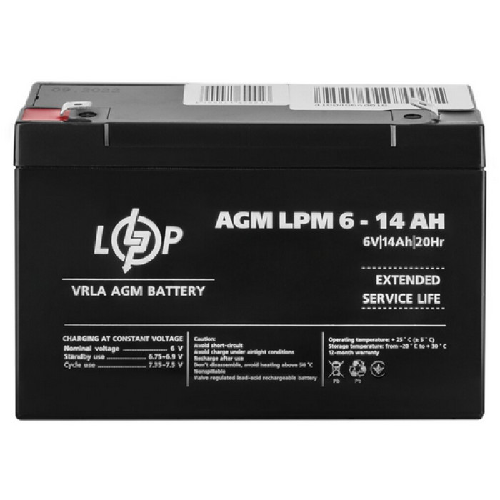 Акумулятор LogicPower LPM AGM 6 В 14 Аг 4160 - зображення 2