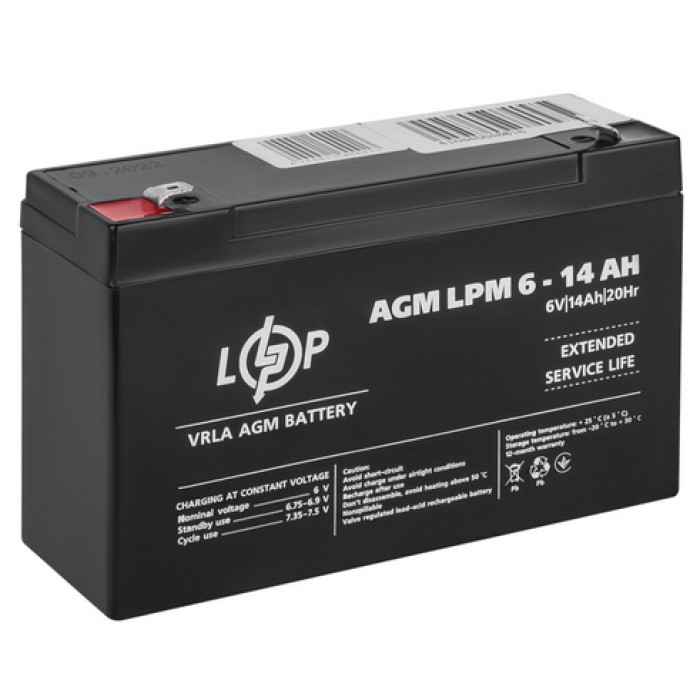 Акумулятор LogicPower LPM AGM 6 В 14 Аг 4160 - зображення 3