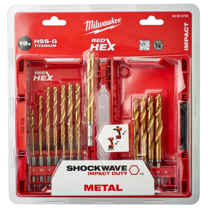 Набор свёрл по металлу Milwaukee RedHEX HSS-G TiN 19 шт 2-10 мм 48894760 - изображение 2