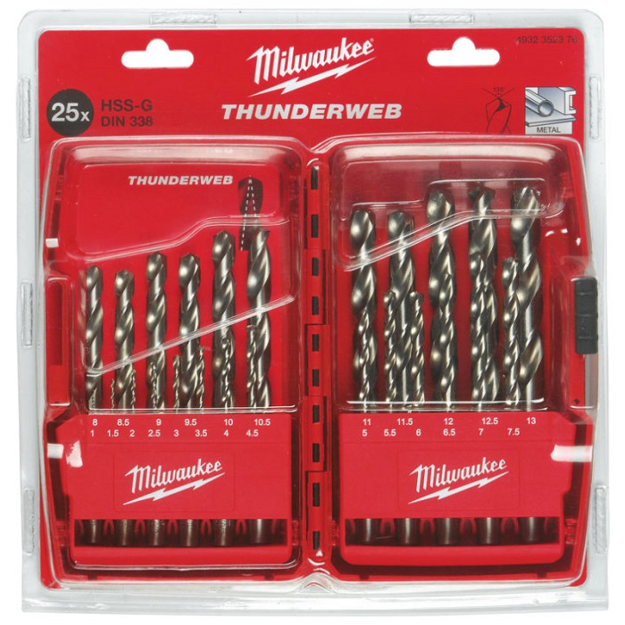 Набор свёрл по металлу Milwaukee THUNDERWEB HSS-G DIN 338 25 шт 1-13 мм 4932352376 - изображение 2