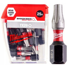Биты ударные 25 шт Milwaukee Shockwave T20 25 мм 4932430875