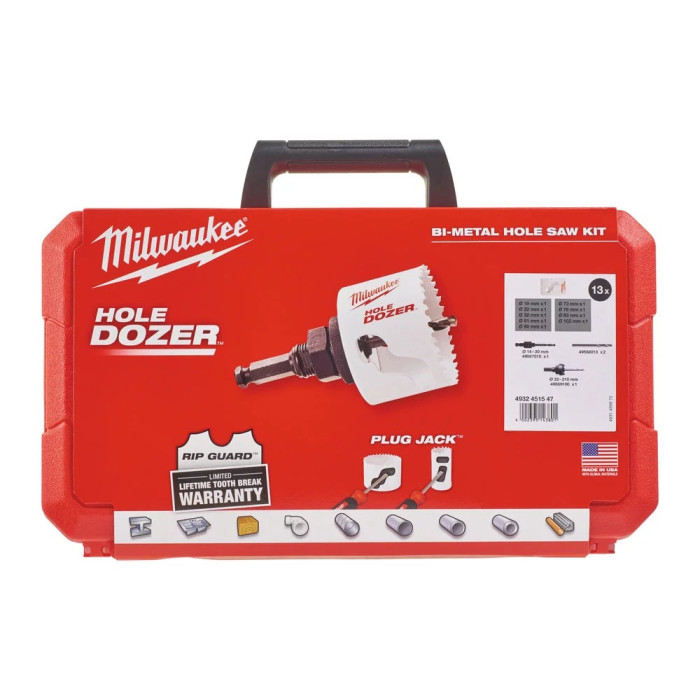 Набір біметалевих коронок універсальних 8 шт Milwaukee Hole Dozer Holesaw Set 19-102 мм 4932451547 - зображення 2