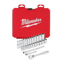 Набор торцевых головок с трещоткой в кейсе 56 предметов Milwaukee 6-19 мм, 1/4"-1" 3/8 дюйма 4932464946