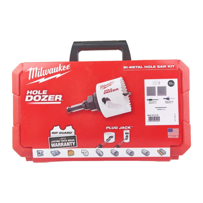 Набір біметалевих коронок універсальних 10 шт Milwaukee Hole Dozer Holesaw Set 19-79 мм 4932471370 - зображення 2