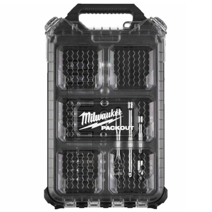 Набор торцевых головок с трещоткой в кейсе 28 предметов Milwaukee Packout 5-15 мм 1/4 дюйма 4932478812 - изображение 3