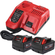 Набор Milwaukee M18 NRGCR-502 зарядное устройство 12-18 В, аккумуляторы 2 шт Li-Ion 18 В 5 Ач 4932479831