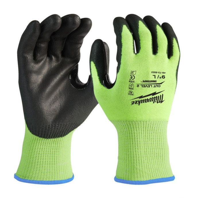 Перчатки сигнальные с защитой от порезов Milwaukee Hi-Vis Cut 2/B 9/L 4932479923