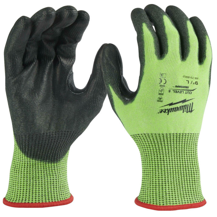 Перчатки сигнальные с защитой от порезов Milwaukee Hi-Vis Cut 5/E 9/L 4932479933