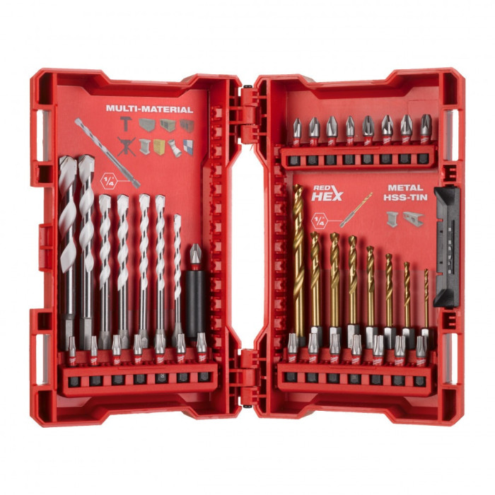 Набор сверл и бит Milwaukee SHOCKWAVE RedHEX 39 предметов + очки Perfect match deal Shockwave 2B 4932492657 - изображение 2