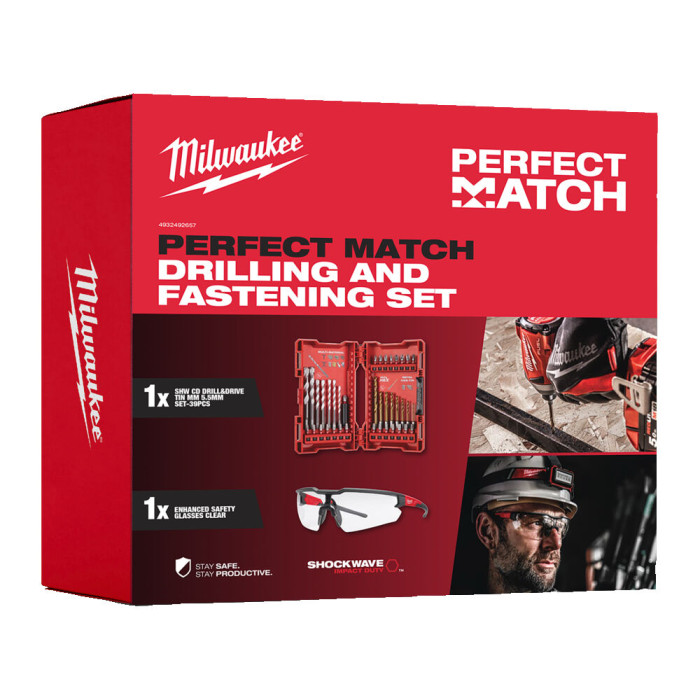 Набор сверл и бит Milwaukee SHOCKWAVE RedHEX 39 предметов + очки Perfect match deal Shockwave 2B 4932492657 - изображение 4