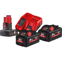 Набір Milwaukee M18 HNRG-802 зарядний пристрій 12-18 В, акумулятори 3 шт Li-Ion 12 В 4 Аг, Li-Ion 18 В 8 Аг 493347107