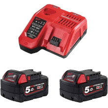 Набір Milwaukee M18 NRG-502С зарядний пристрій 12-18 В, акумулятори 2 шт Li-Ion 18 В 5 Аг 4933471980