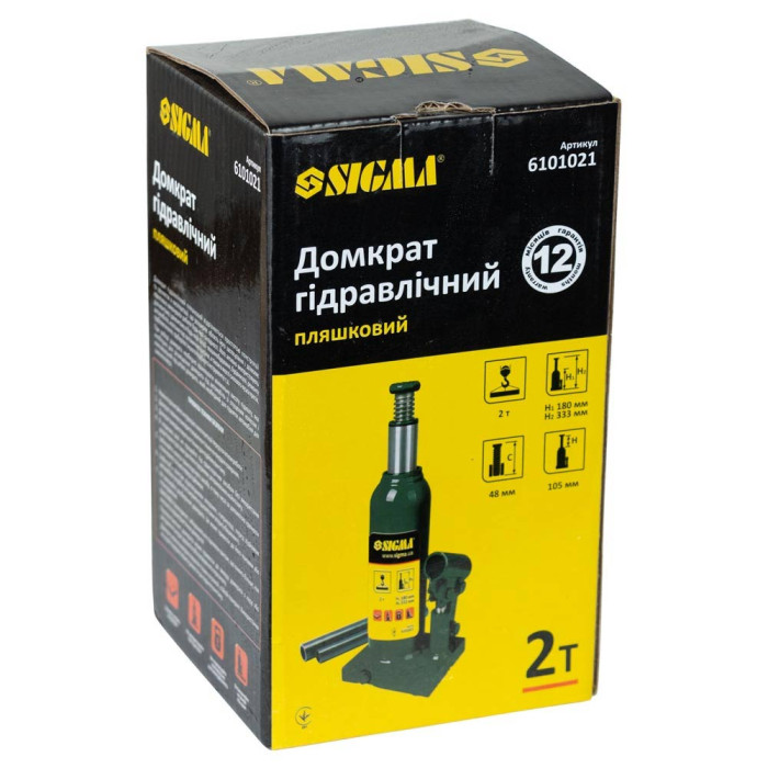 Домкрат бутылочный гидравлический SIGMA 2 т 6101021 - изображение 8