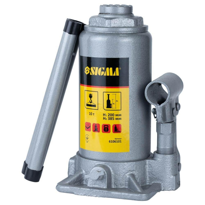 Домкрат гидравлический бутылочный SIGMA 10 т H 200-385 мм Standard 6106101