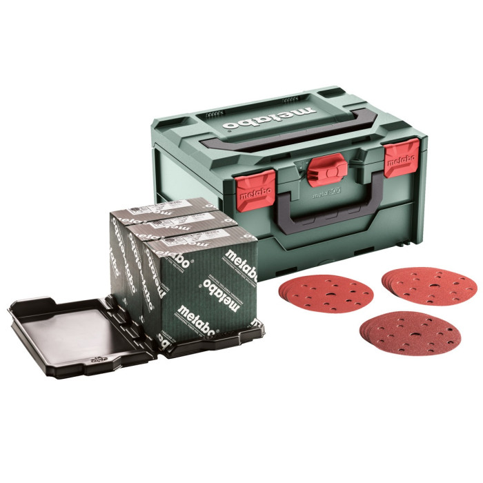 Круги шліфувальні в кейсі 150 шт Metabo metaBOX multi-hole 150 мм P80, P120, P180 626756000