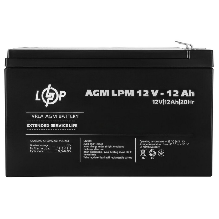Акумулятор LogicPower AGM LPM 12 В 12 Аг 6550 - зображення 2