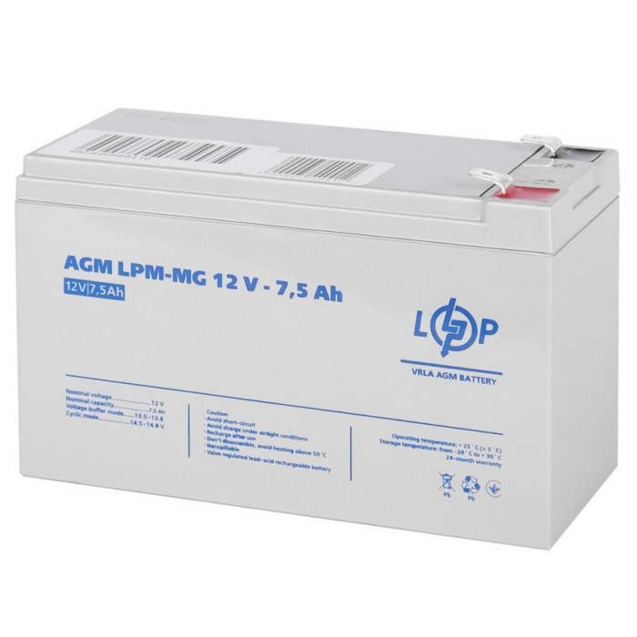 Аккумулятор LogicPower AGM LPM-MG 12 В 7.5 Ач 6554