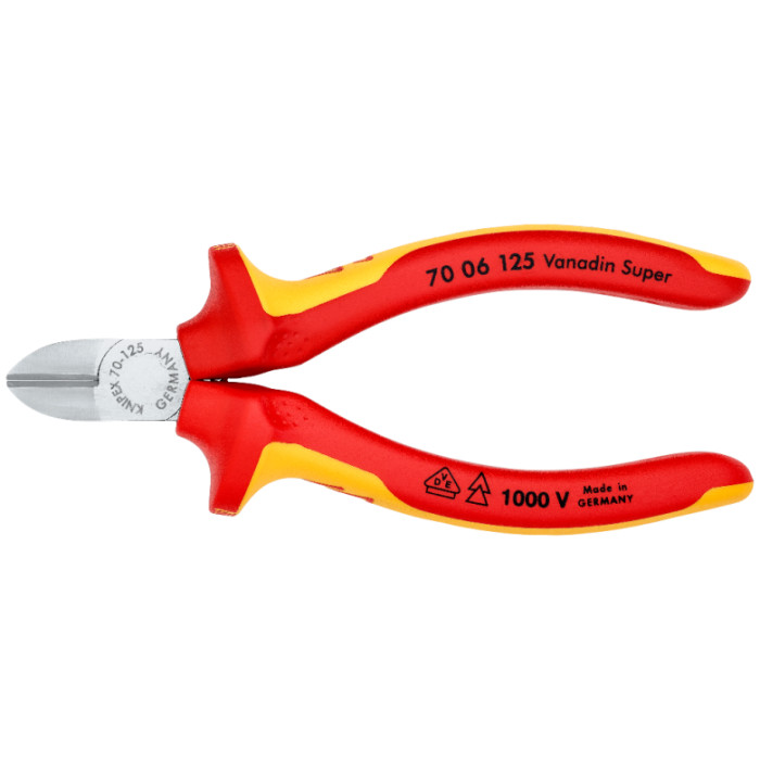 Кусачки бокові діелектричні хромовані KNIPEX 125 мм 70 06 125