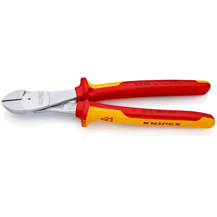 Кусачки бокові особливої потужності діелектричні хромовані KNIPEX 250 мм 74 06 250 - зображення 2