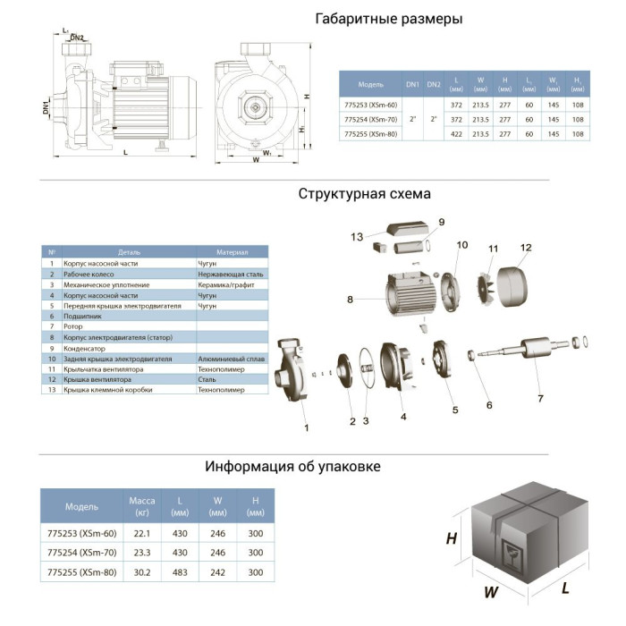 Насос відцентровий LEO XSm-60 775253 - зображення 3