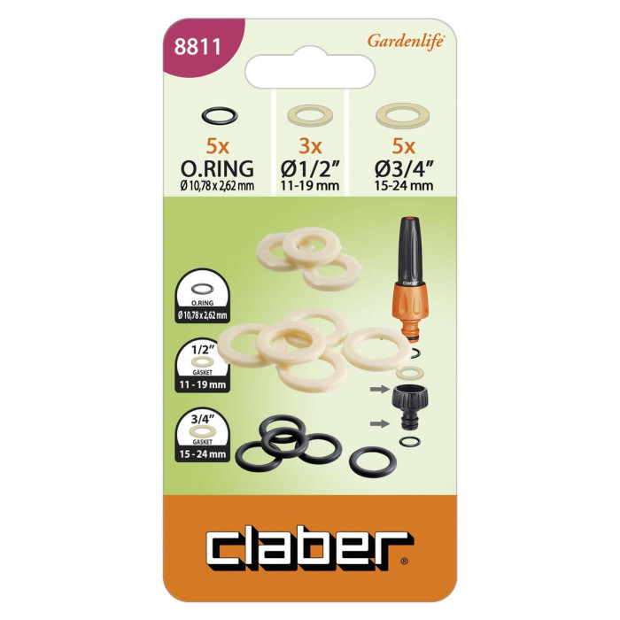 Набор уплотнителей для наземного полива 13 шт Claber O-ring and Washer Set 88110000 - изображение 2