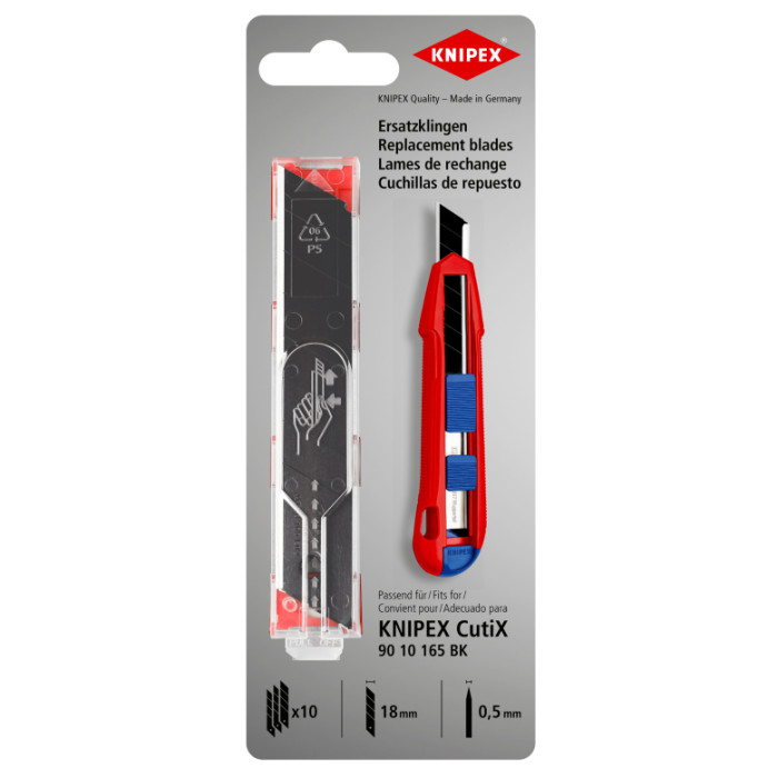 Лезвия к ножу сегментные 10 шт KNIPEX 18 мм 90 10 165 E02
