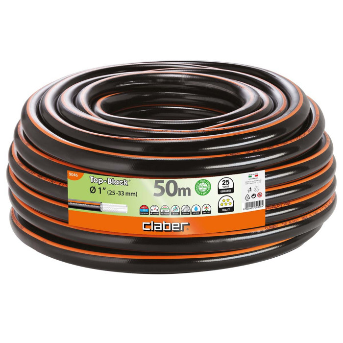 Шланг поливальний 25-33 мм 50 м Claber Top-Black 90460000