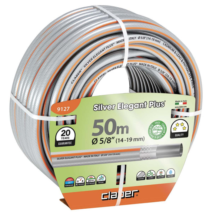 Шланг поливальний 14-19 мм 50 м Claber Silver Elegant Plus 91270000