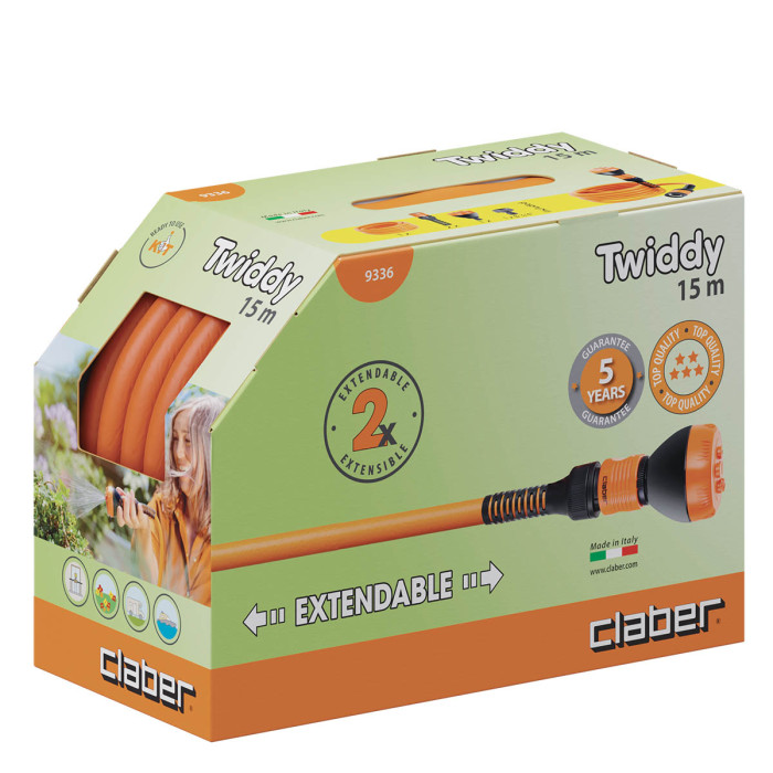 Шланг поливальний з конекторами і розпилювачем Claber Twiddy 9.8-14.7 мм 15 м 93360000 - зображення 2
