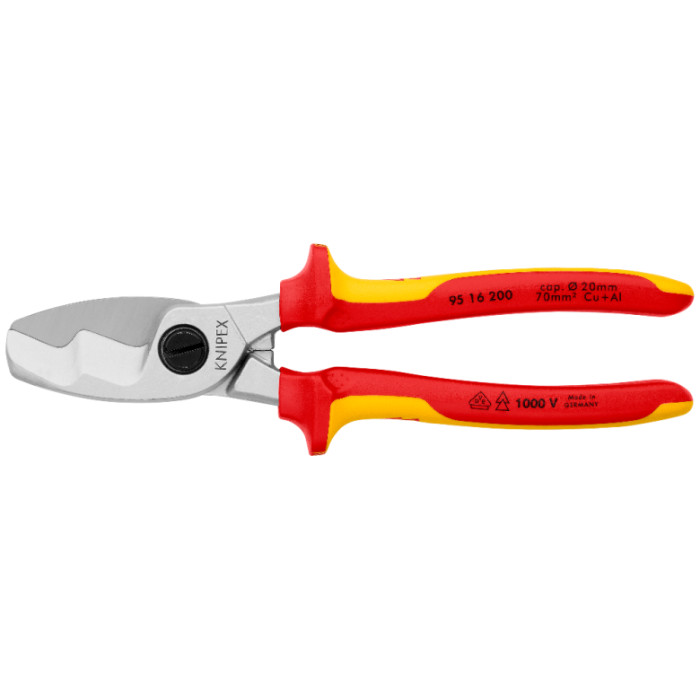 Ножиці діелектричні для різання кабелів KNIPEX 200 мм 95 16 200