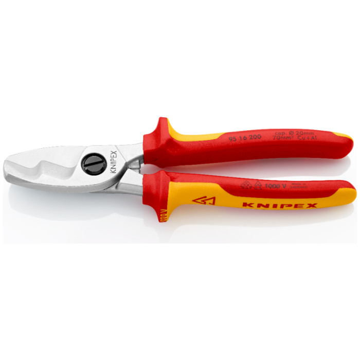 Ножиці діелектричні для різання кабелів KNIPEX 200 мм 95 16 200 - зображення 2